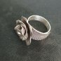 FINE SOLID SILVER RING ADJUSTABLE SIZE VINTAGE 7g PRIM ROSE BAND #RR032
