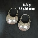 FINE SILVER EARRINGS CRAFT VINTAGE WOMEN DANGLES 8g Half-Moon Hoop #RE125
