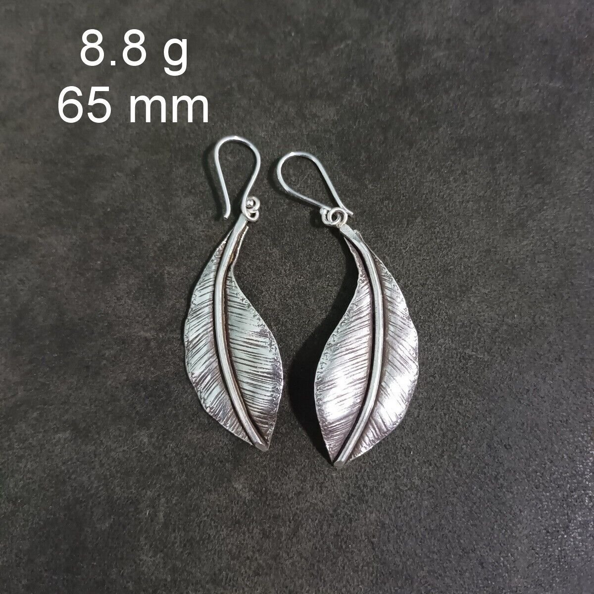 FINE SILVER EARRINGS CRAFT VINTAGE DANGLES 8g Rustic leaf Romance #RE212