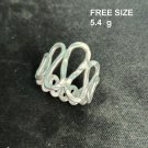 FINE SOLID SILVER RING ADJUSTABLE SIZE VINTAGE 5g FANCY WAVE LINE #RR043
