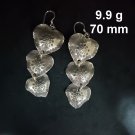 FINE SILVER EARRINGS CRAFT VINTAGE DANGLES 9g Triple Geometric hearts #RE169