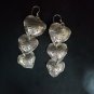 FINE SILVER EARRINGS CRAFT VINTAGE DANGLES 9g Triple Geometric hearts #RE169