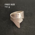 FINE SOLID SILVER RING FIXED SIZE VINTAGE 7g FISH WRAP BAND #RR064