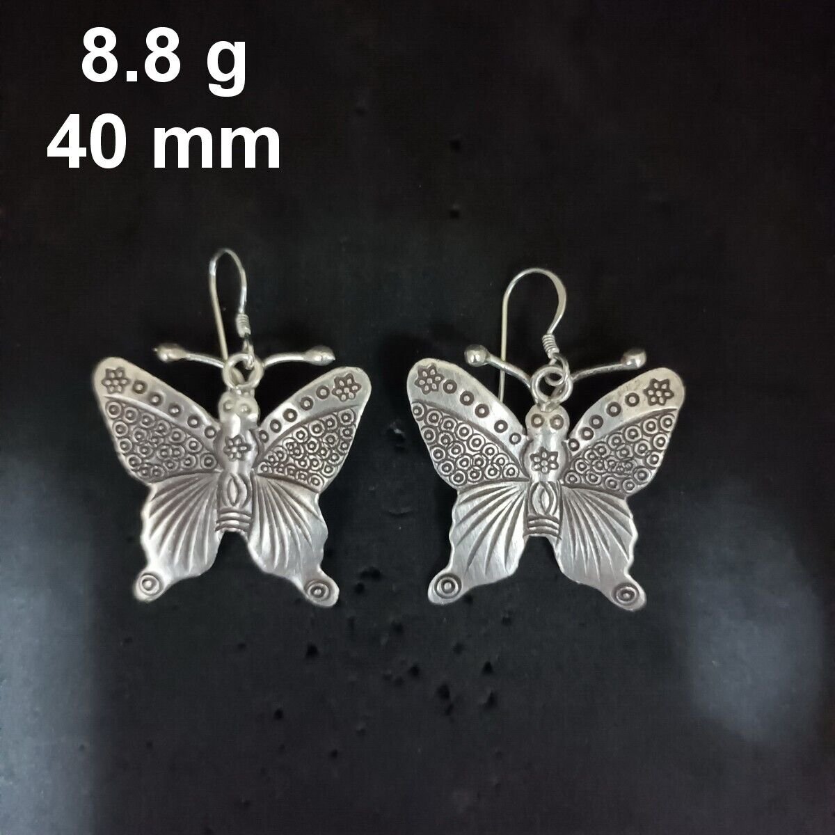 FINE SILVER EARRINGS CRAFT VINTAGE DANGLES 8g Celestial Glow butterfly #RE252