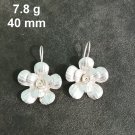 FINE SILVER EARRINGS CRAFT VINTAGE WOMEN DANGLES 7g ELEGANT FLOWER HOOK  #RE102