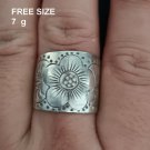 FINE SOLID SILVER RING FIXED SIZE VINTAGE 7g SAKURA EMBOSSED BAND #RR053