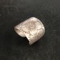 FINE SOLID SILVER RING FIXED SIZE VINTAGE 7g SAKURA EMBOSSED BAND #RR053
