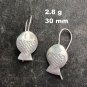 FINE SILVER EARRINGS NO STONE CRAFT VINTAGE DANGLES 2g MINIMAL FISH #RE068