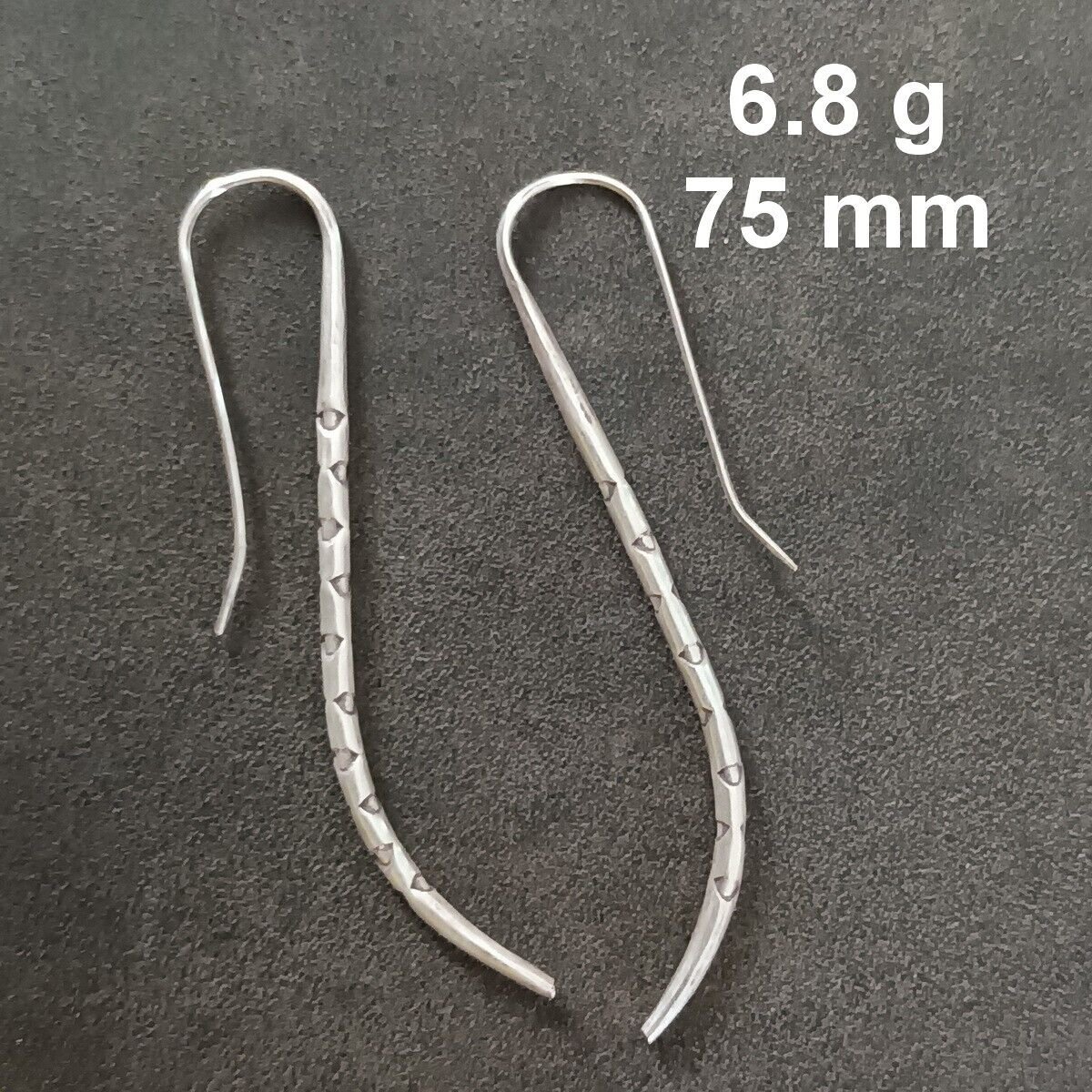 FINE SILVER EARRINGS CRAFT VINTAGE WOMEN DANGLES 6g LONG HOOK #REE82