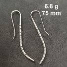 FINE SILVER EARRINGS CRAFT VINTAGE WOMEN DANGLES 6g LONG HOOK #REE82