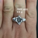 FINE SOLID SILVER RING FIXED SIZE VINTAGE 5g BABY ROSE ROSA BAND #RR097