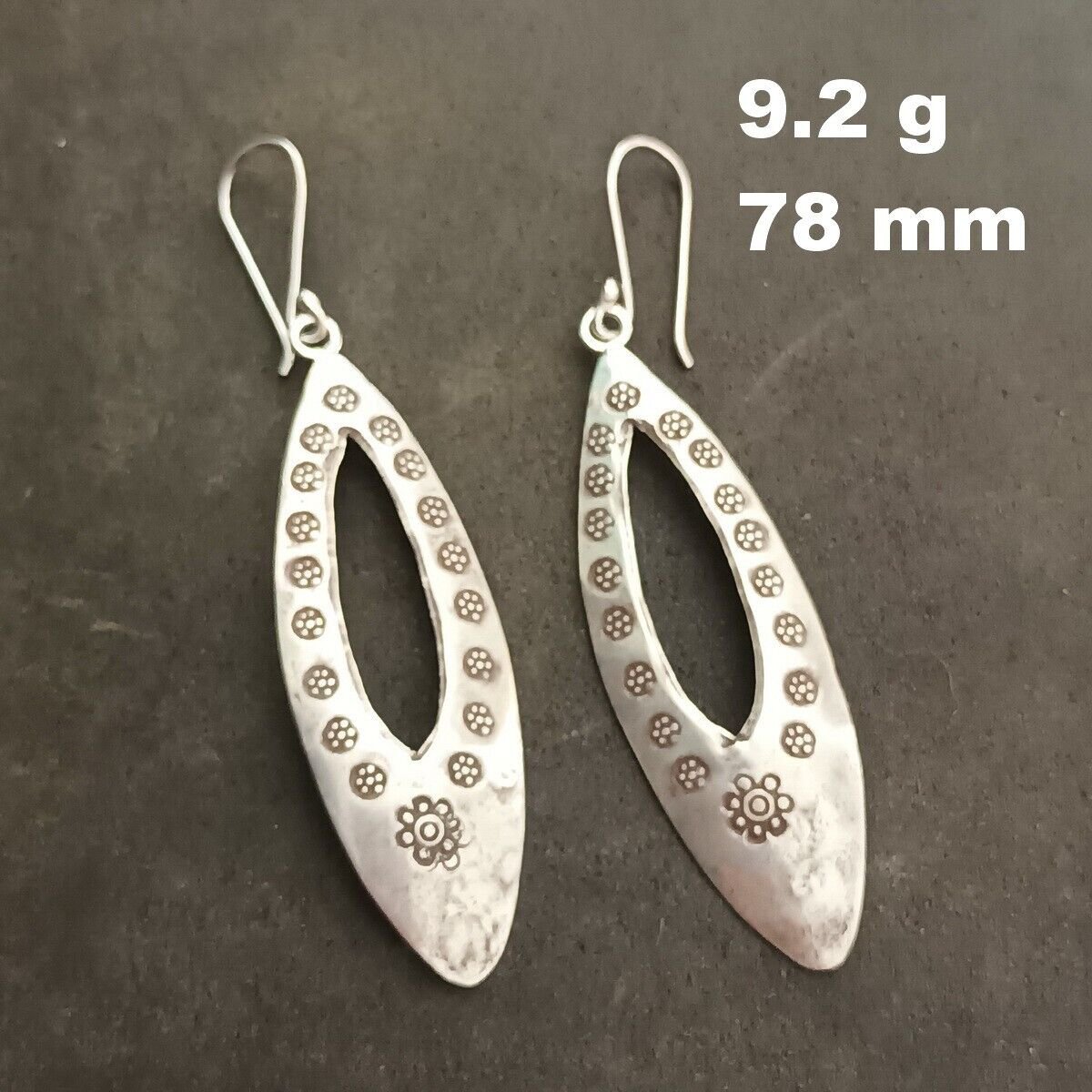 FINE SILVER EARRINGS NO STONE CRAFT VINTAGE DANGLES 9g LONG FLIP #RE065