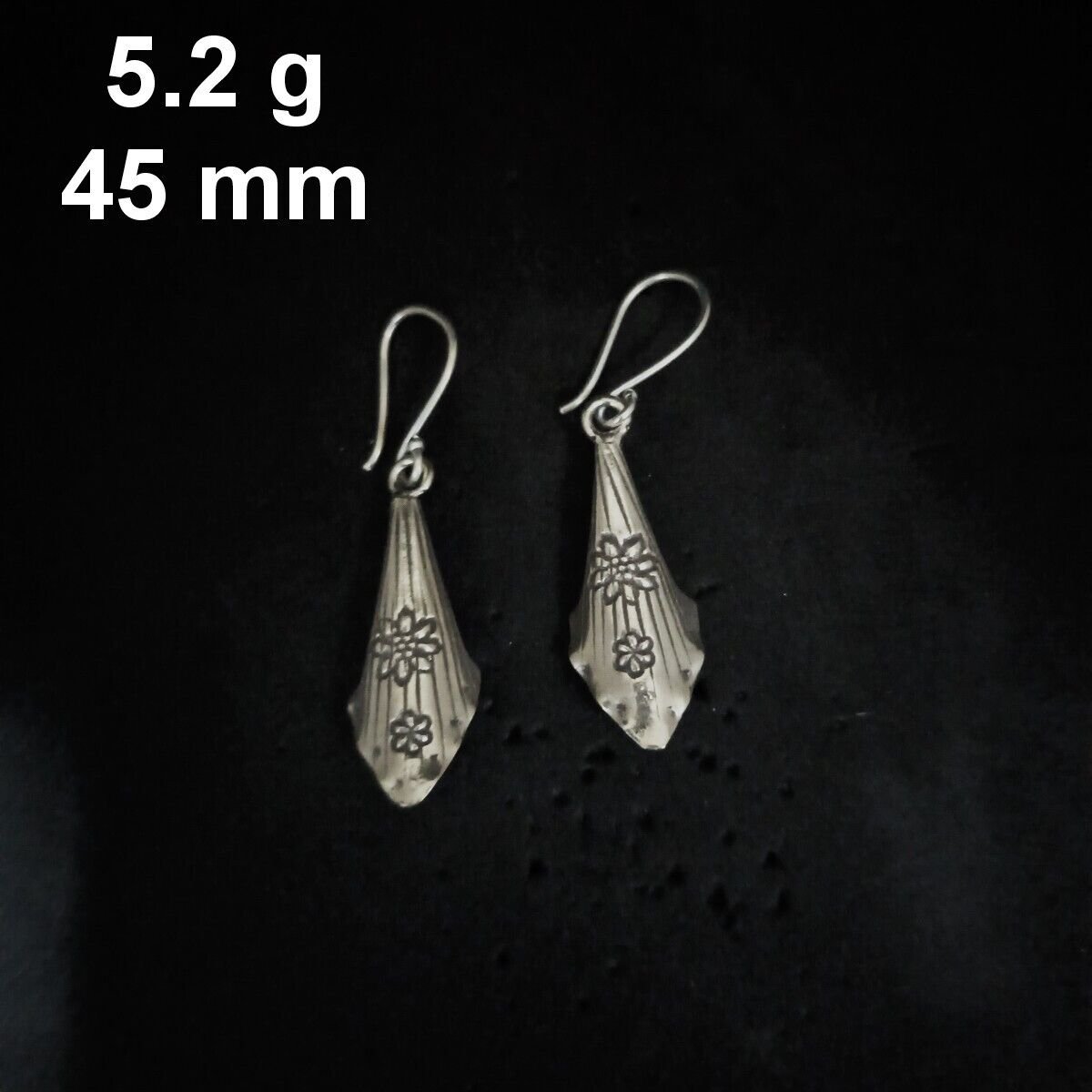 FINE SILVER EARRINGS CRAFT VINTAGE DANGLES 5g Glimmering vintage fish #RE247