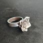 FINE SOLID SILVER RING ADJUSTABLE SIZE VINTAGE 6g 3D CUTE ROSE BAND #RR039