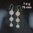 FINE SILVER EARRINGS CRAFT VINTAGE WOMEN DANGLES 7g TRILPE ROUND #RE138