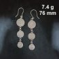 FINE SILVER EARRINGS CRAFT VINTAGE WOMEN DANGLES 7g TRILPE ROUND #RE138