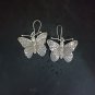 FINE SILVER EARRINGS CRAFT VINTAGE DANGLES 10g Intricate Glam butterfly #RE258