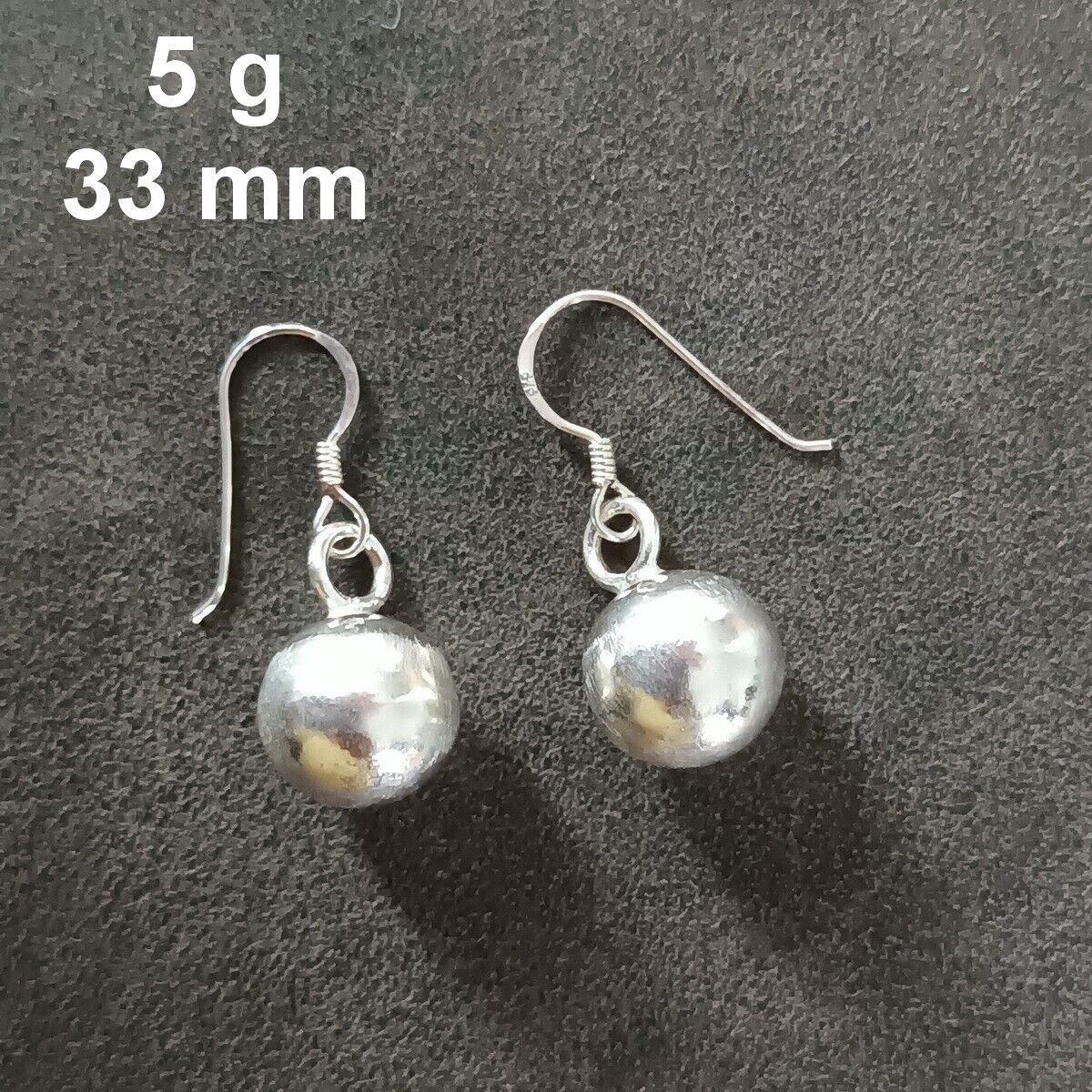 FINE SILVER EARRINGS CRAFT VINTAGE WOMEN DANGLES 5g SIMPLE BALL CHARMS #REE93