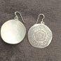 FINE SILVER EARRINGS NO STONE CRAFT VINTAGE DANGLES 9g ENGRAVED ROUND #REE39