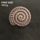 FINE SOLID SILVER RING FIXED SIZE VINTAGE 10g BIG SPIRAL ROUND BAND #RR058