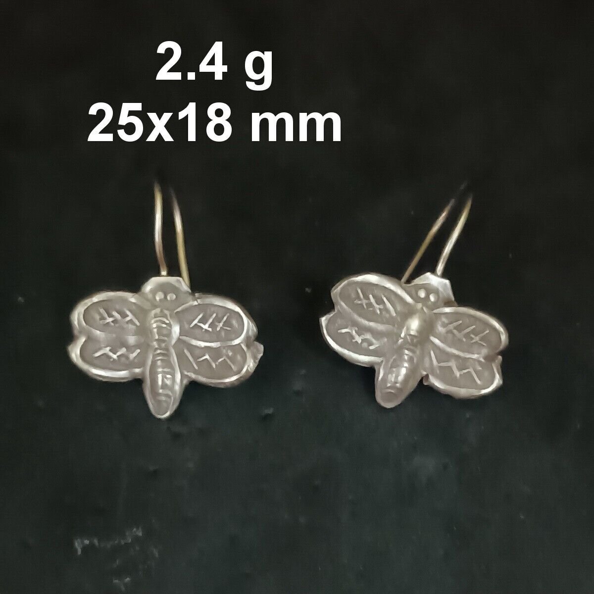 FINE SILVER EARRINGS CRAFT VINTAGE WOMEN DANGLES 2g MINI FUNNY DRAGONFLY #RE153