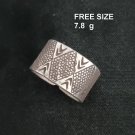 FINE SOLID SILVER RING FIXED SIZE VINTAGE 7g FULL PATTERN BAND #RR070