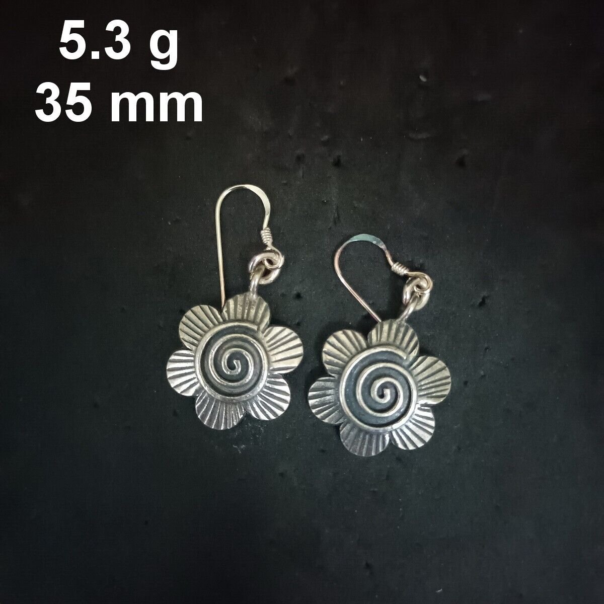 FINE SILVER EARRINGS CRAFT VINTAGE DANGLES 5g Whimsical Spiral Artisan #RE179