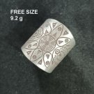 FINE SOLID SILVER RING FIXED SIZE VINTAGE 9g MAGIC SEAL CARVED BAND #RR082
