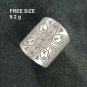 FINE SOLID SILVER RING FIXED SIZE VINTAGE 9g MAGIC SEAL CARVED BAND #RR082