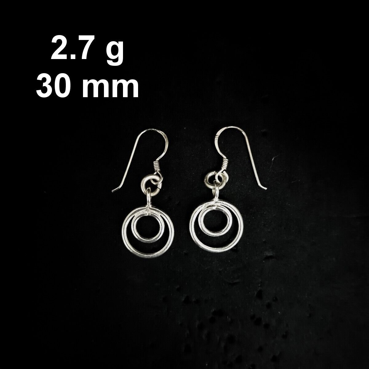 FINE SILVER EARRINGS CRAFT VINTAGE DANGLES 2g MINIMAL DOUBLE HOOPS #RE201