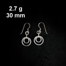 FINE SILVER EARRINGS CRAFT VINTAGE DANGLES 2g MINIMAL DOUBLE HOOPS #RE201