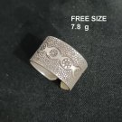FINE SOLID SILVER RING FIXED SIZE VINTAGE 7g DARK MULTI DOTS BAND #RR075