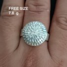 FINE SOLID SILVER RING FIXED SIZE VINTAGE 7g HALO ROUND CARVED BAND #RR066