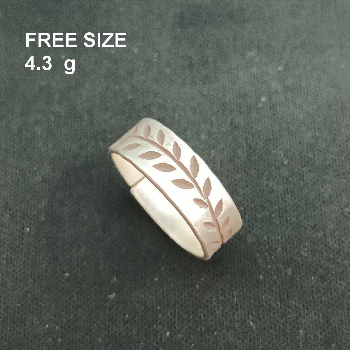 FINE SOLID SILVER RING ADJUSTABLE SIZE VINTAGE 4g SMALL BAND OLIVE #RR015