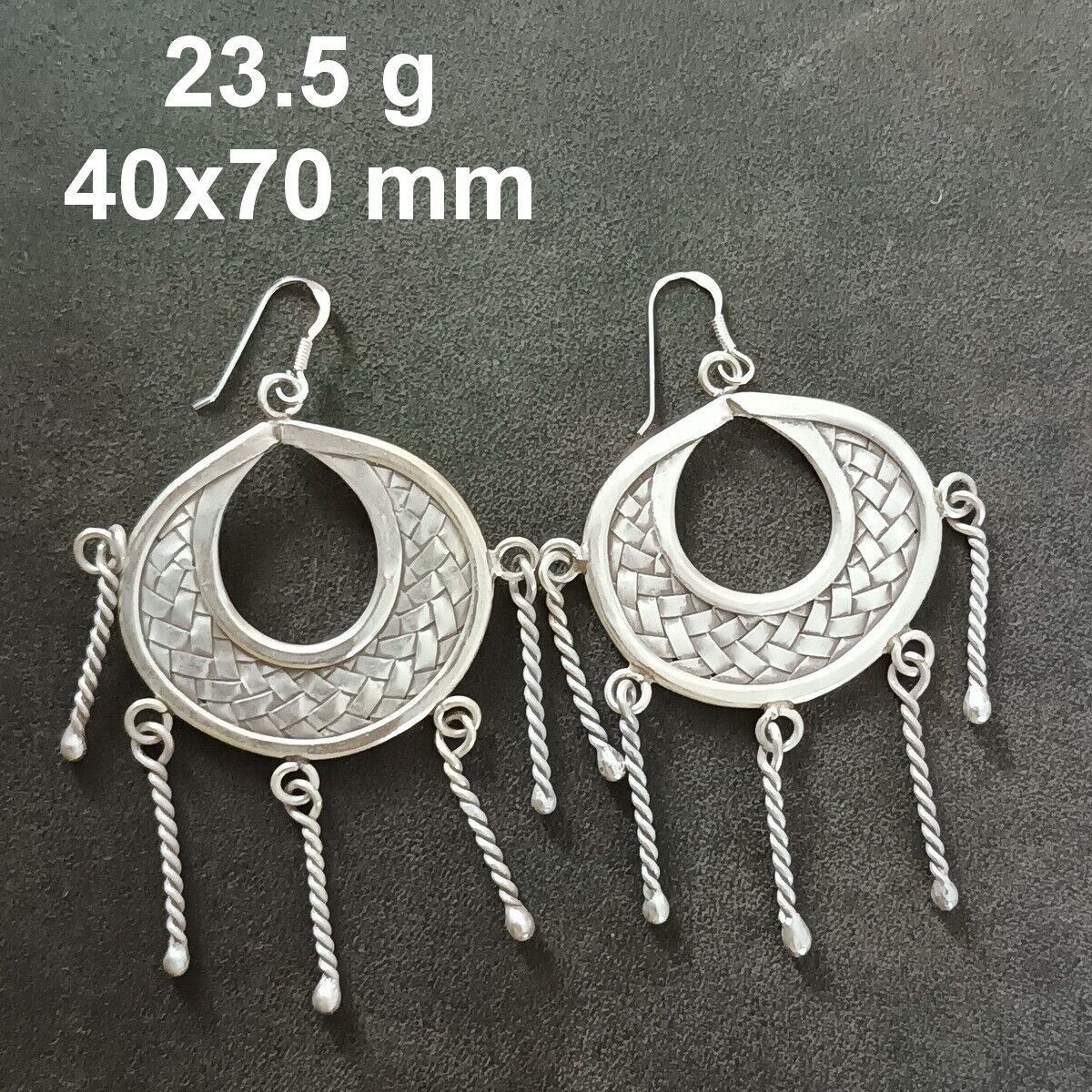 FINE SILVER EARRINGS CRAFT VINTAGE WOMEN DANGLES 23g LUXUARY TRIBE WELLE #REE89