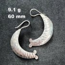 FINE SILVER EARRINGS CRAFT VINTAGE WOMEN DANGLES 9g HAMMERED CURVED #REE62