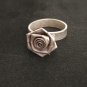 FINE SOLID SILVER RING FIXED SIZE VINTAGE 7g 3D BABY ROSE BAND #RR063