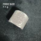 FINE SOLID SILVER RING FIXED SIZE VINTAGE 7g LOTUS CARVED BAND #RR073