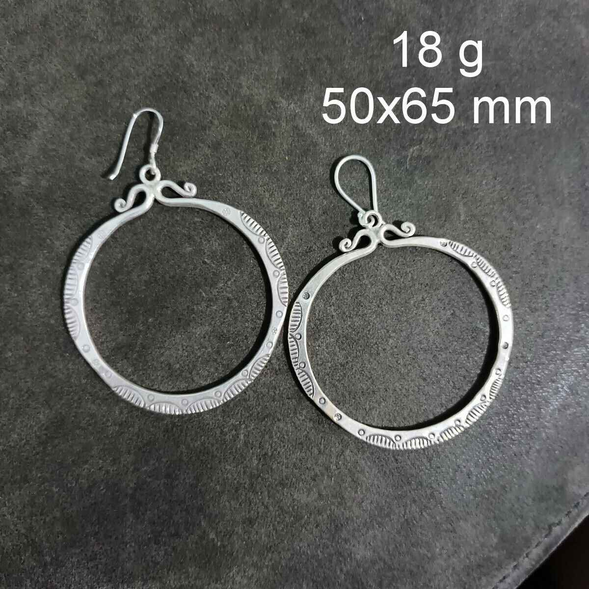 FINE SILVER EARRINGS CRAFT VINTAGE DANGLES 18g Timeless Symmetry hoop #RE235