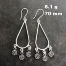 FINE SILVER EARRINGS NO STONE CRAFT VINTAGE DANGLES 8g LINE FILIGREE #REE56