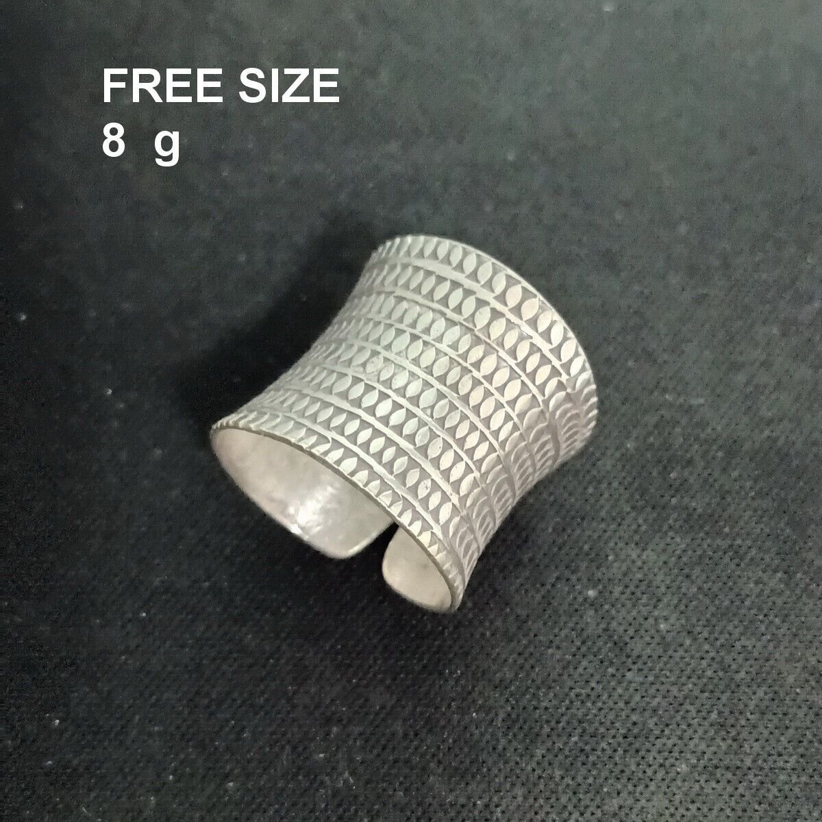 FINE SOLID SILVER RING ADJUSTABLE SIZE VINTAGE 8g ENGRAVED GOTHIC #RR001