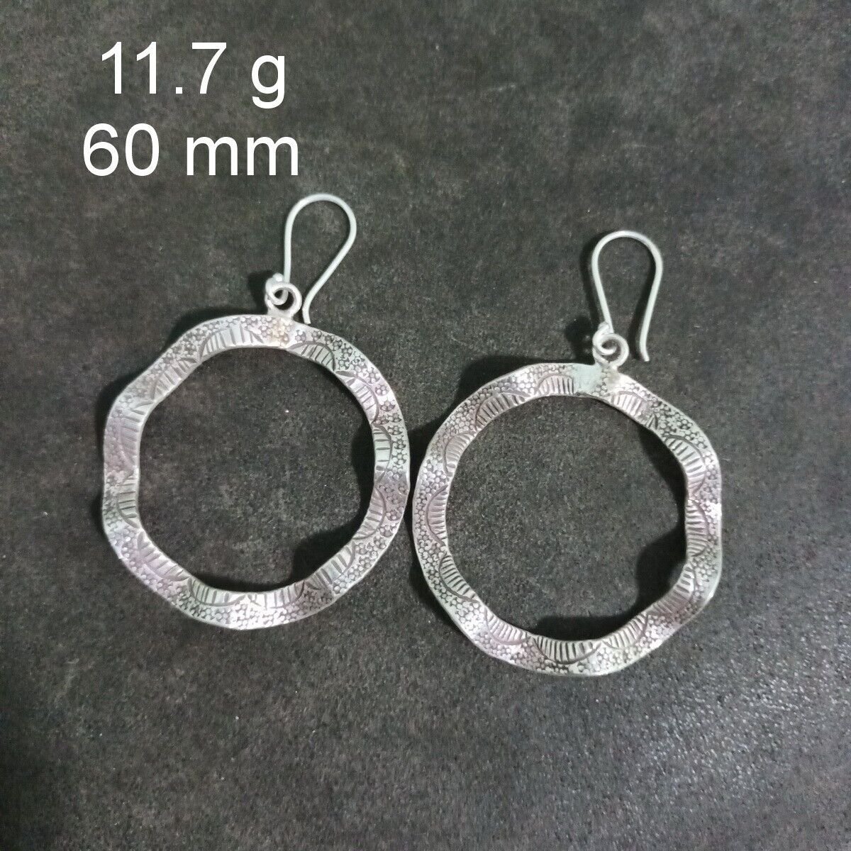 FINE SILVER EARRINGS CRAFT VINTAGE DANGLES 11g Timeless Tides hoop #RE220