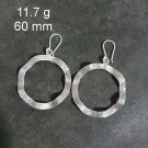 FINE SILVER EARRINGS CRAFT VINTAGE DANGLES 11g Timeless Tides hoop #RE220