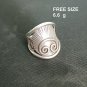 FINE SOLID SILVER RING ADJUSTABLE SIZE VINTAGE 6g GOTHIC STYLE BAND #RR030