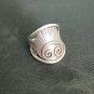 FINE SOLID SILVER RING ADJUSTABLE SIZE VINTAGE 6g GOTHIC STYLE BAND #RR030