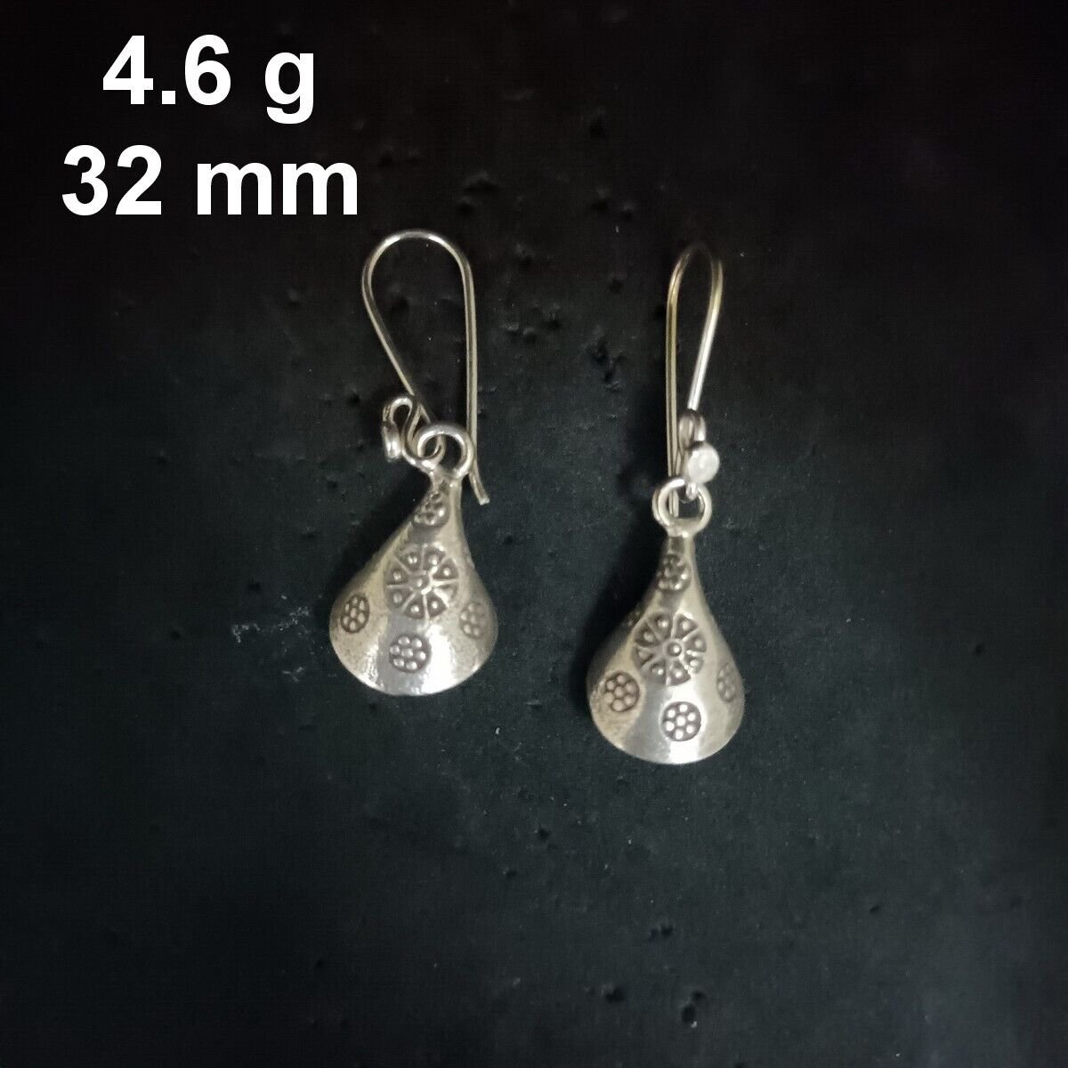 FINE SILVER EARRINGS CRAFT VINTAGE DANGLES 4g Abstract ETHNIC TUBE CHARMS #RE192