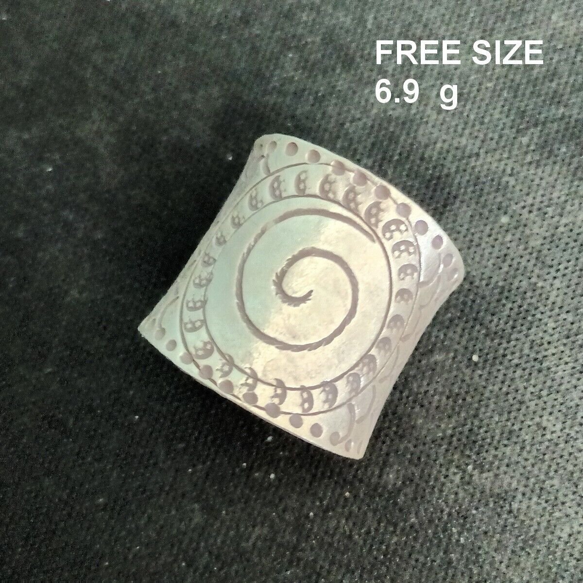 FINE SOLID SILVER RING ADJUSTABLE SIZE VINTAGE 6g SPIRAL CARVED BAND #RR049
