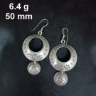 FINE SILVER EARRINGS CRAFT VINTAGE WOMEN DANGLES 6g Floral Hoop #RE157