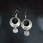 FINE SILVER EARRINGS CRAFT VINTAGE WOMEN DANGLES 6g Floral Hoop #RE157