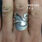 FINE SOLID SILVER RING FIXED SIZE VINTAGE 7g LEAF WRAP BAND #RR077